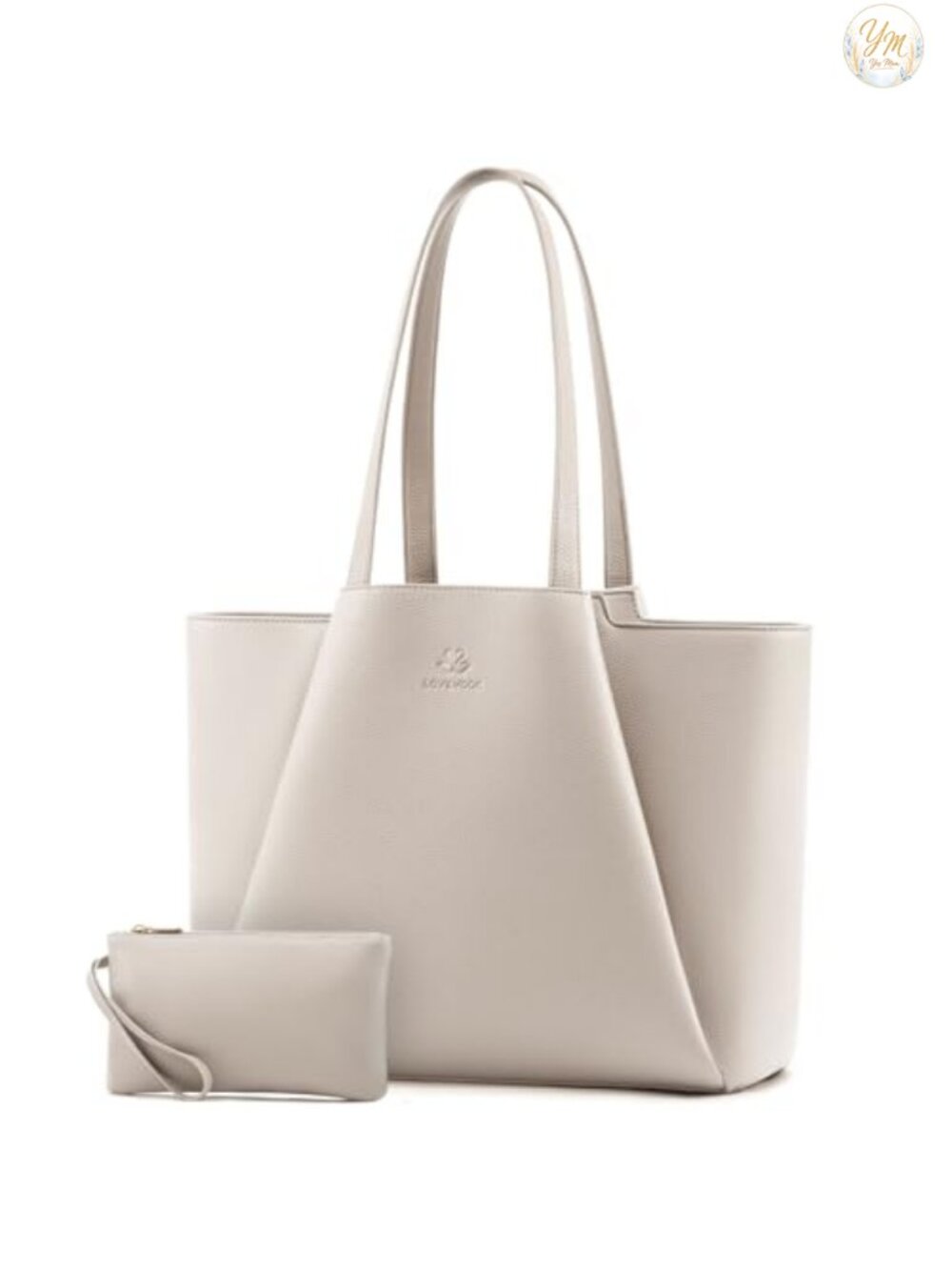 Faux Leather Laptop Tote for Women 15.6 Inch Shoulder Bag with Clutch Large